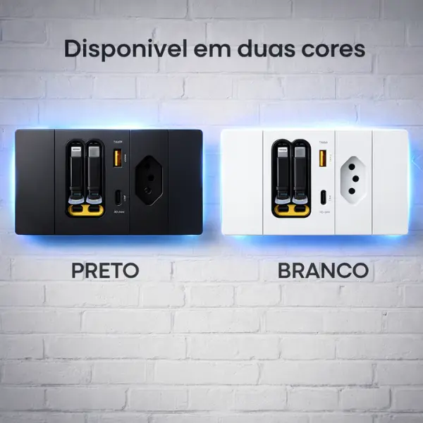 Tomada disponível nas cores preto e branco